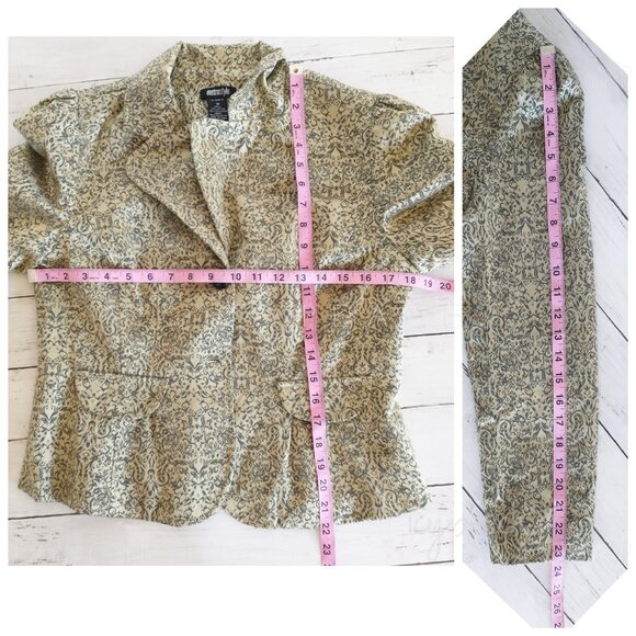 Metrostyle Blazer Size 10 Metallic Paisley Brocade Crop Jacket Retro Old Money - Picture 5 of 14